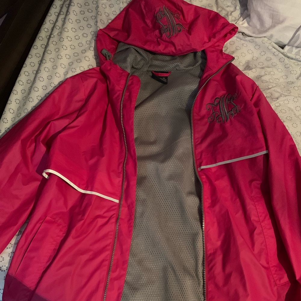 Monogrammed Charles river Rain Coat